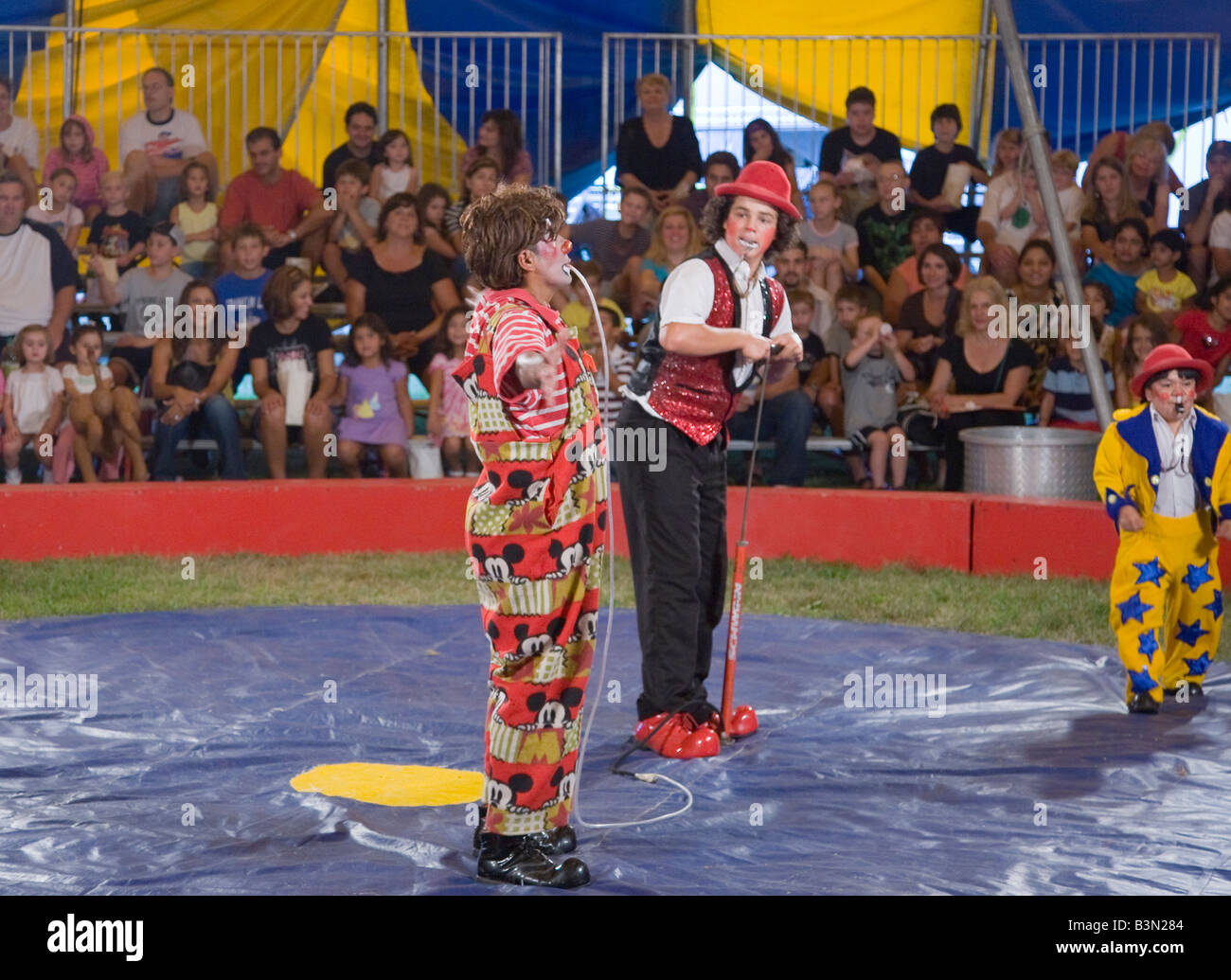 Clowns at a circus Stock Photo