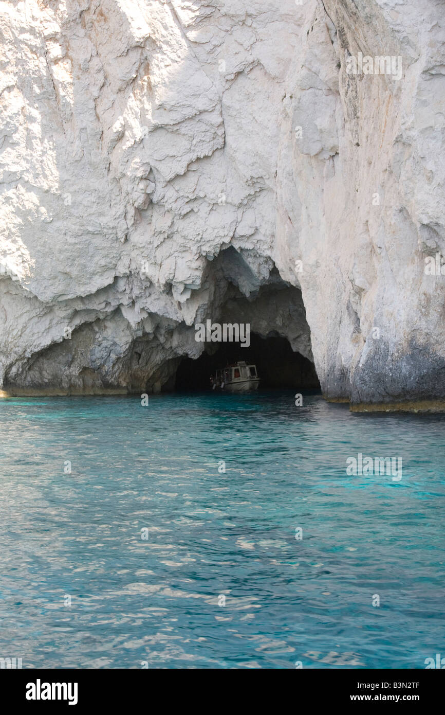 Glass bottom boat exploring Keri caves in Zakynthos Stock Photo Alamy