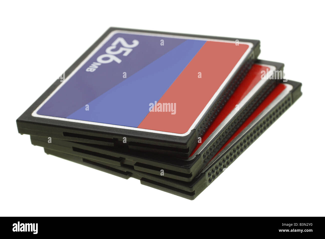 Three Compact flash cards on white background Stock Photo Alamy