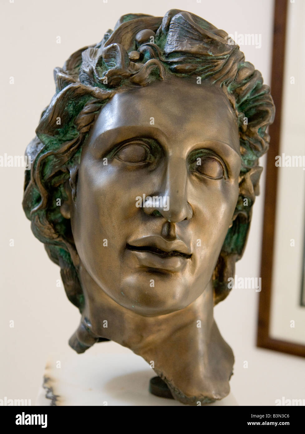 Marble head of Alexander The Great, Kalithea Art Gallery, Rhodes, Greece Stock Photo