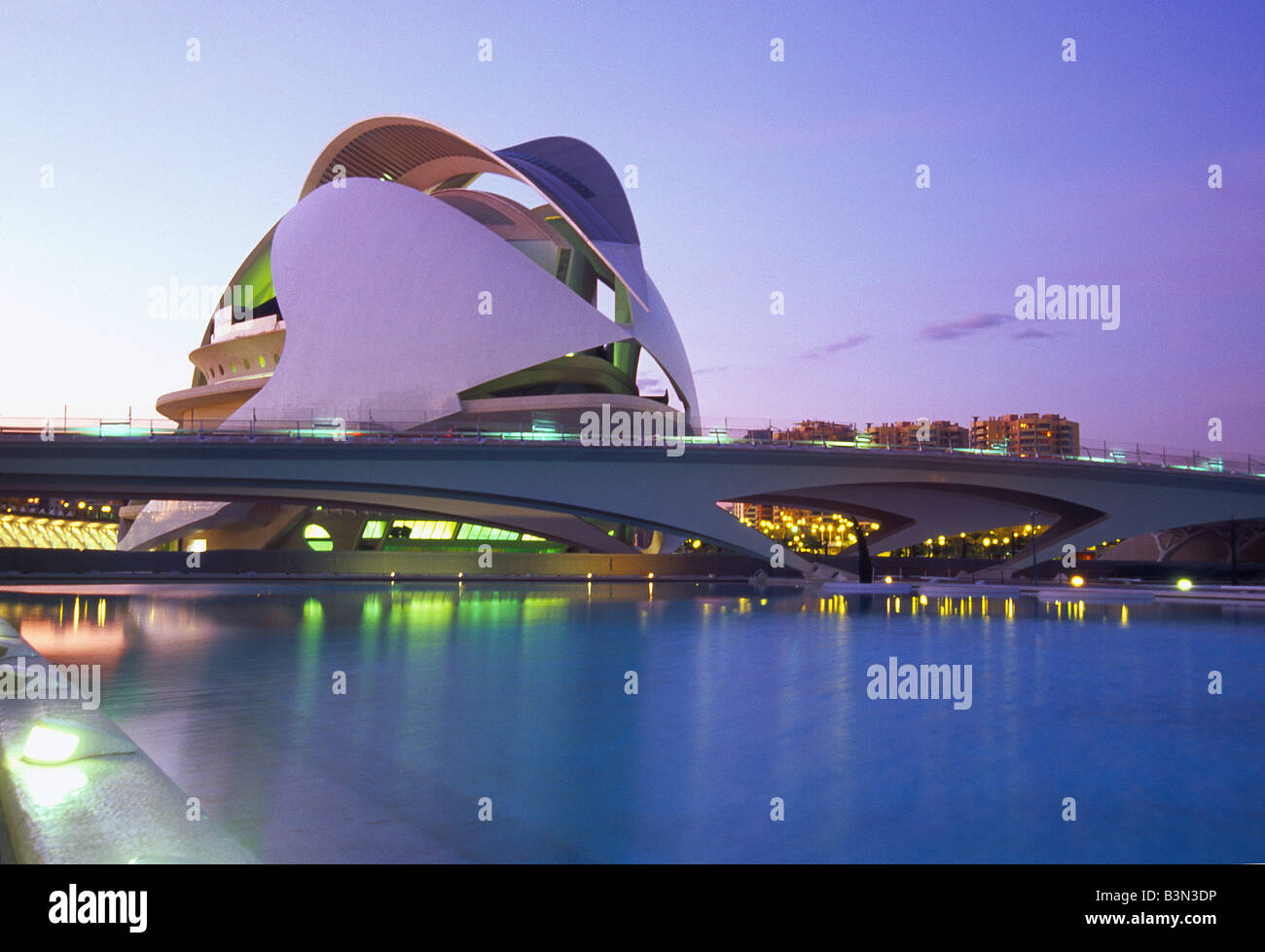 Palau de les Arts. Night view. Ciutat de les Arts i les Ciencies. Valencia. Spain. Stock Photo