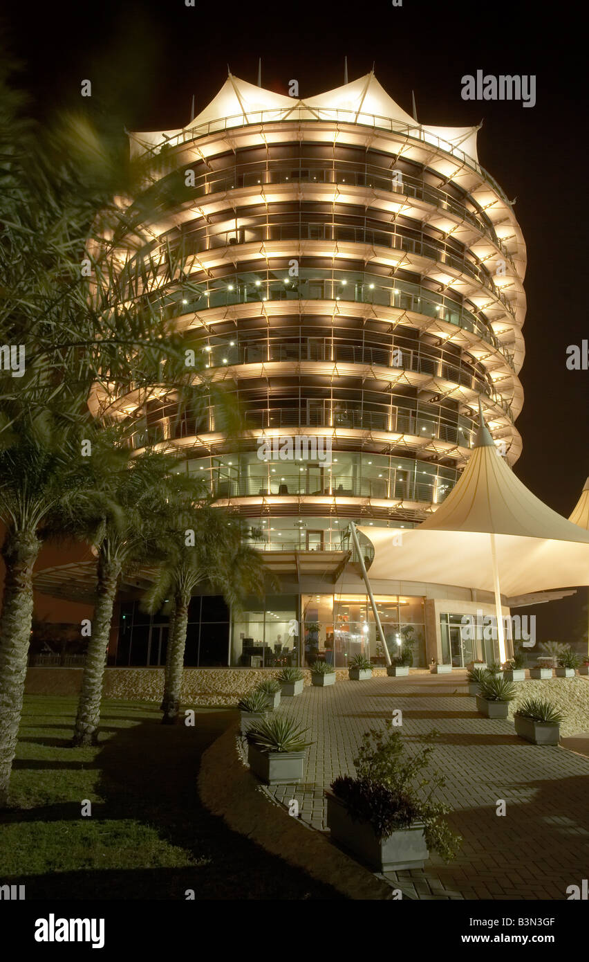 Night shot of the Sakhir Tower at the Bahrain International Circuit