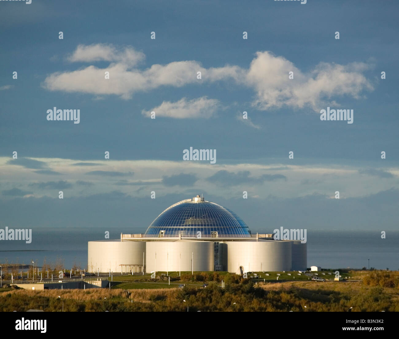 Perlan, the Pearl, a revolving restaurant of top of hot water tanks Reykjavik, Iceland Stock Photo