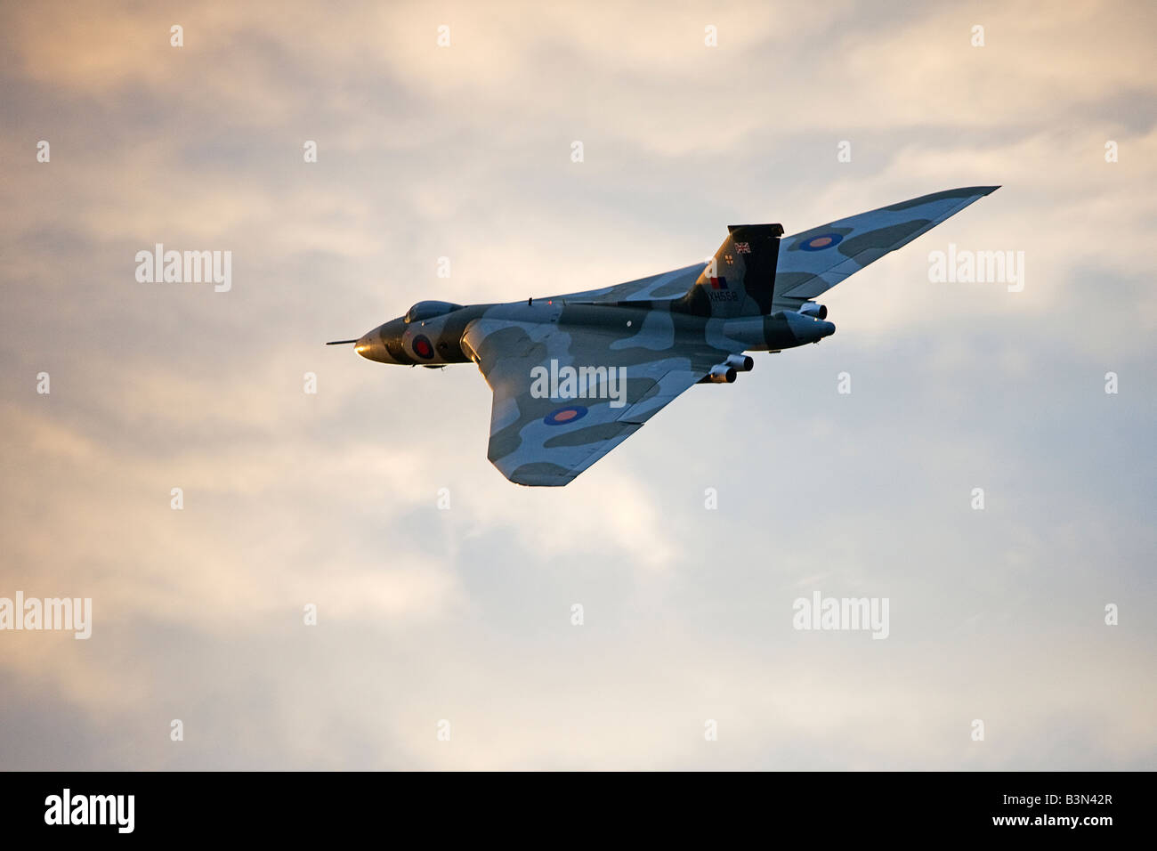 The Avro Vulcan is a delta wing subsonic bomber Stock Photo