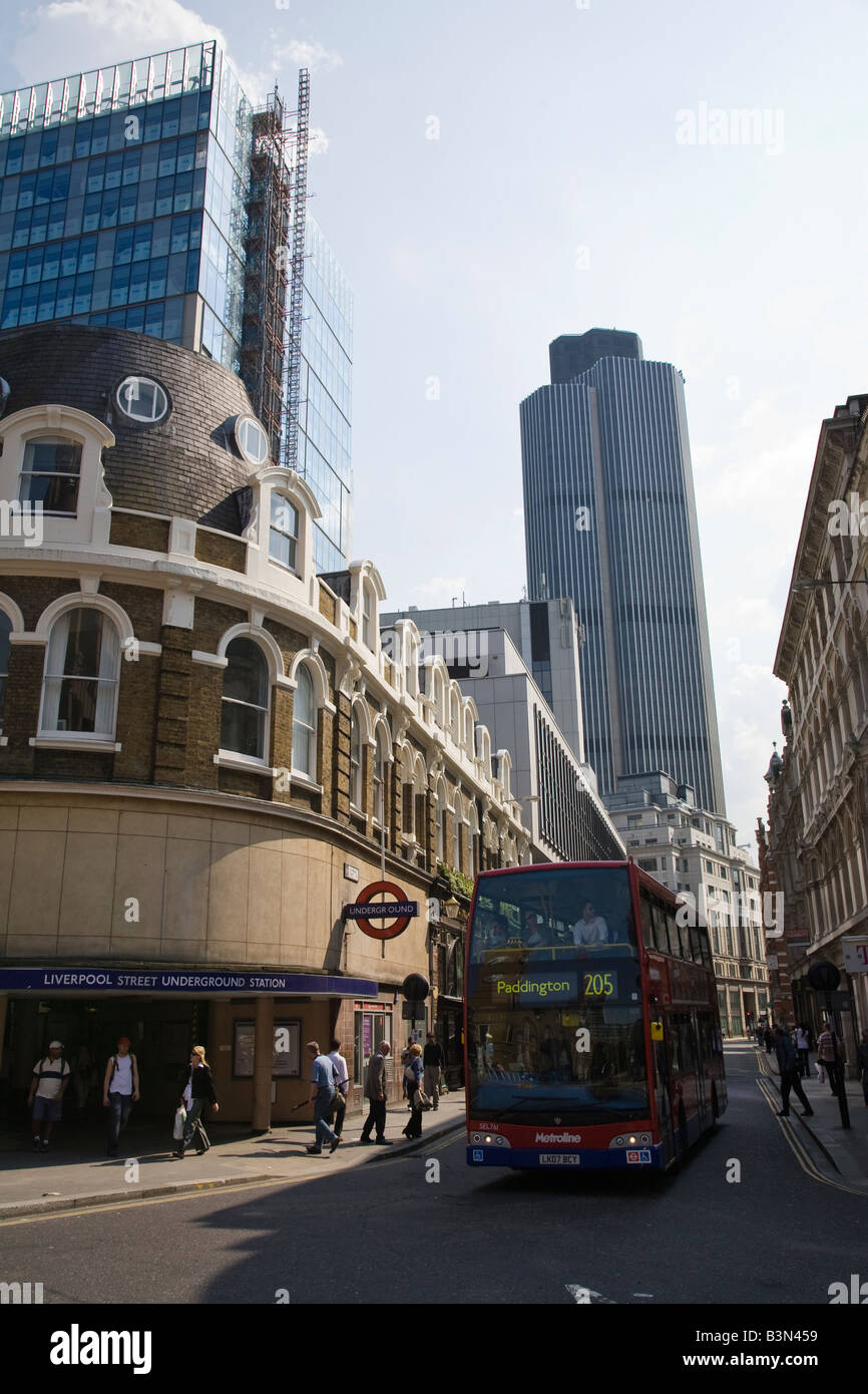 View of Tower 42 (Natwest Tower) from Liverpool Street, London, England. Stock Photo