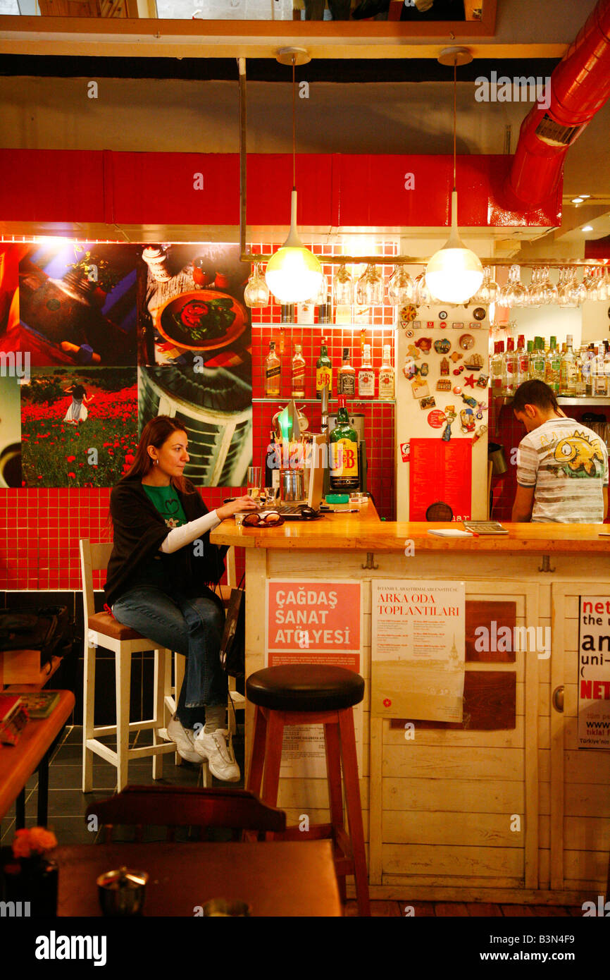 May 2008 - The trendy Nar cafe in Beyoglu area Istanbul Turkey Stock Photo