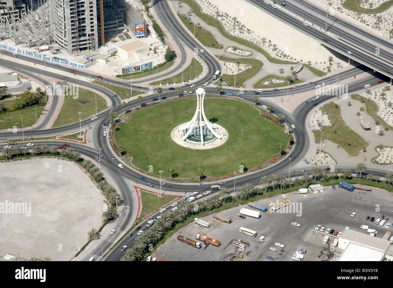 The Pearl of Bahrain or Pearl Monument in the centre of a roundabout in