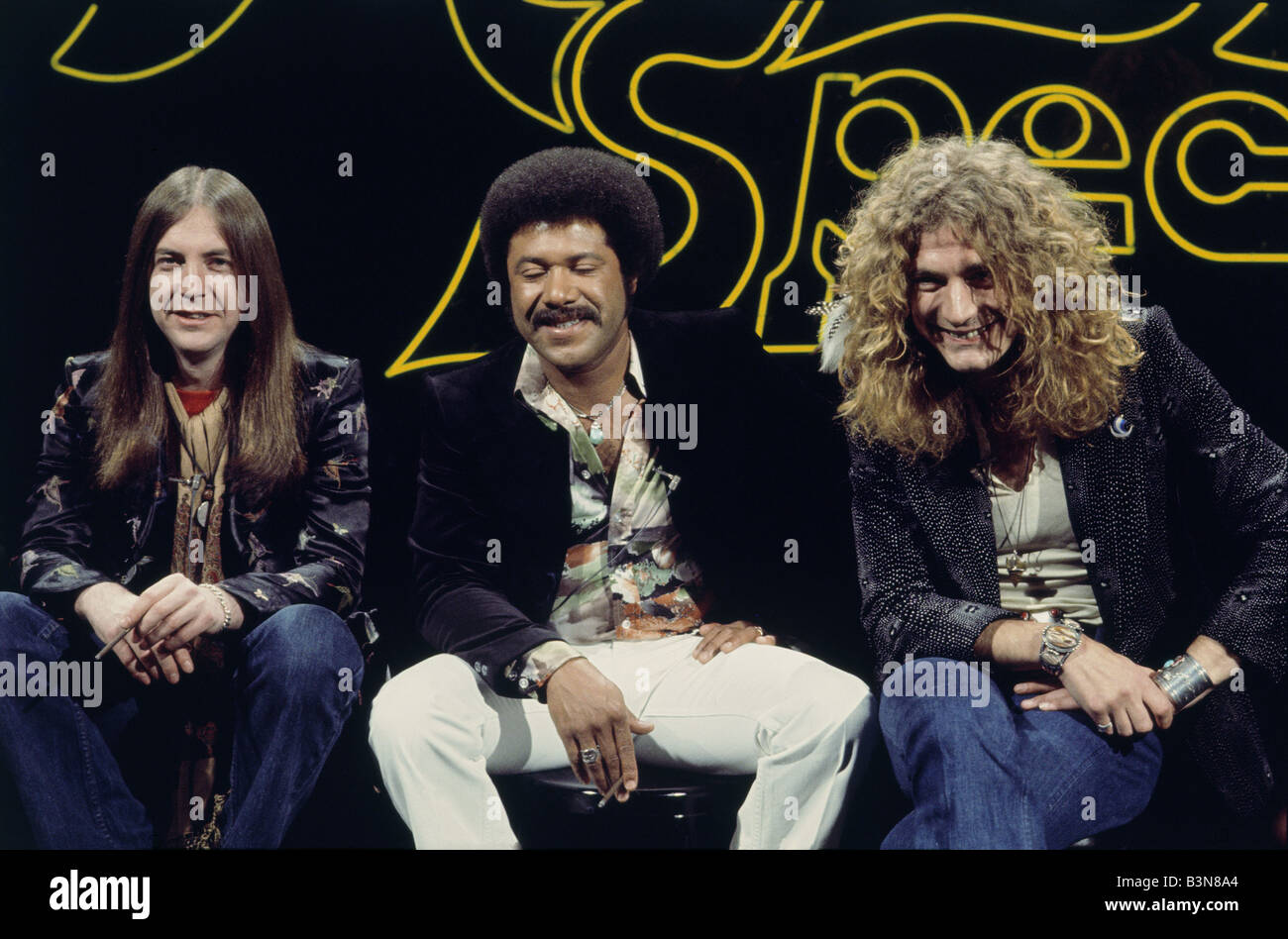 LED ZEPPELIN UK rock group with Robert Plant lead singer at right about