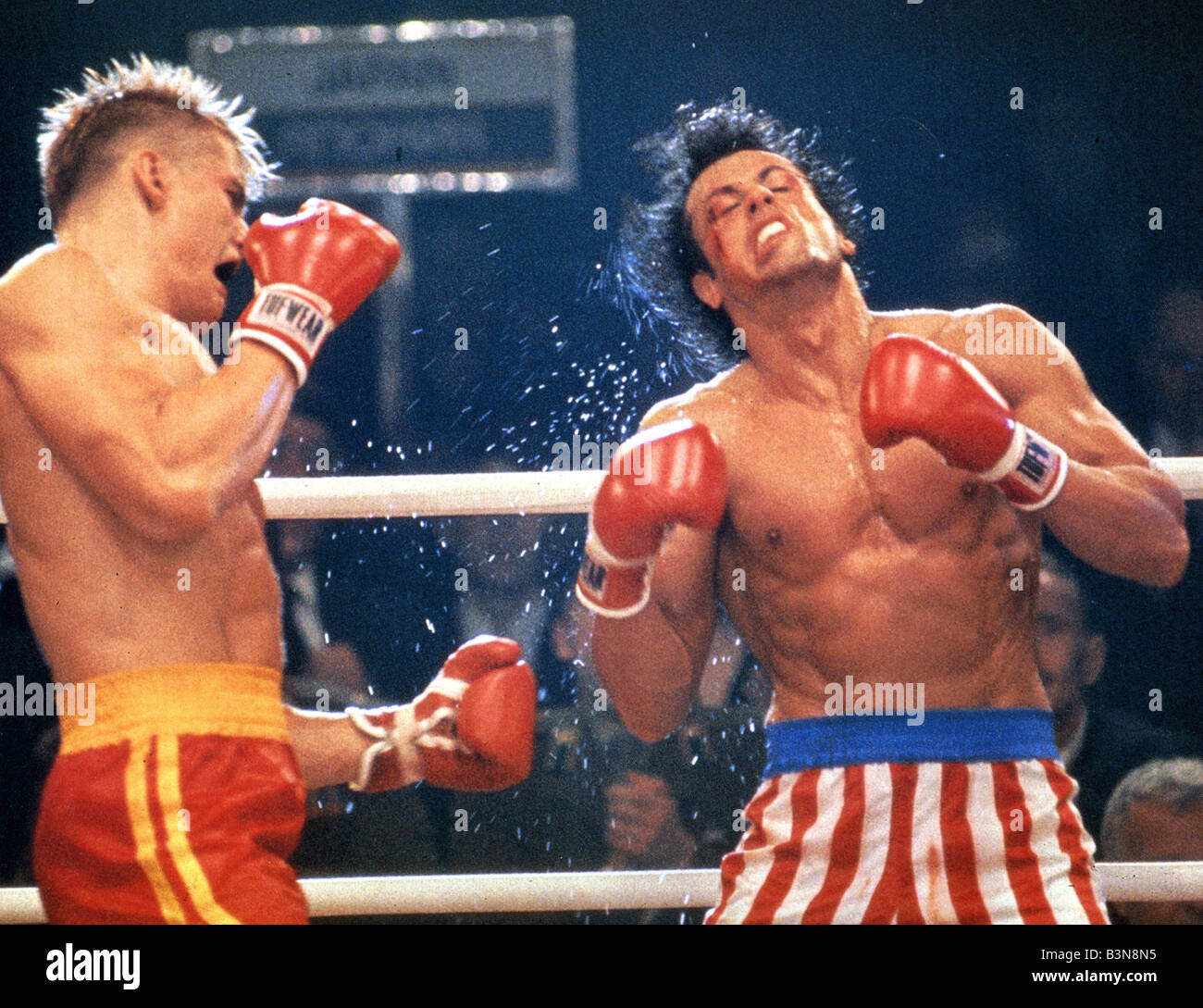 ROCKY V  1990 United Artists film with Sylvester Stallone at right Stock Photo
