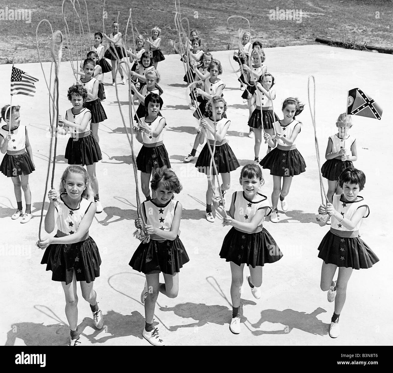 JUNIOR CHEERLEADERS at a USA school about 1963 Stock Photo