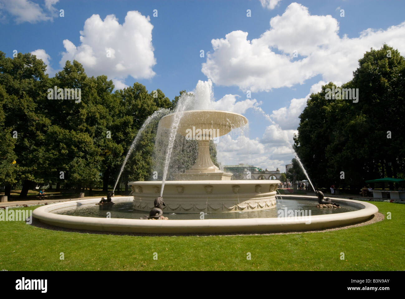 Fountain in Saxon Gardens Warsaw Stock Photo