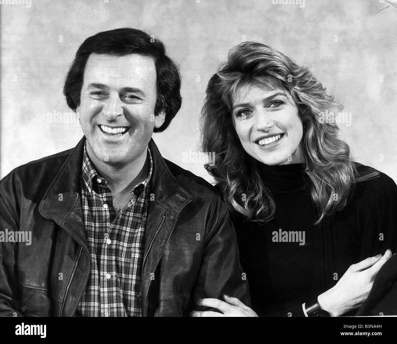 Terry Wogan TV Presenter with Newsreader Selina Scott on his Show Stock Photo