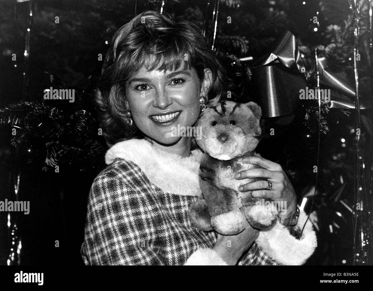 Anthea Turner TV Presenter with a Cuddly Toy Stock Photo