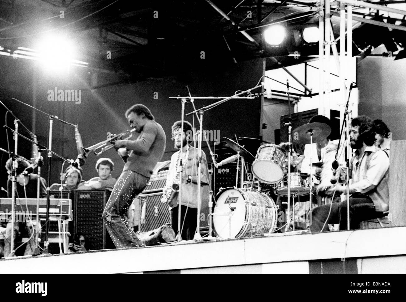 MILES DAVIS  US jazz musician at the 1970 Isle of Wight Festival in England. Photo Laurens van Houten Stock Photo