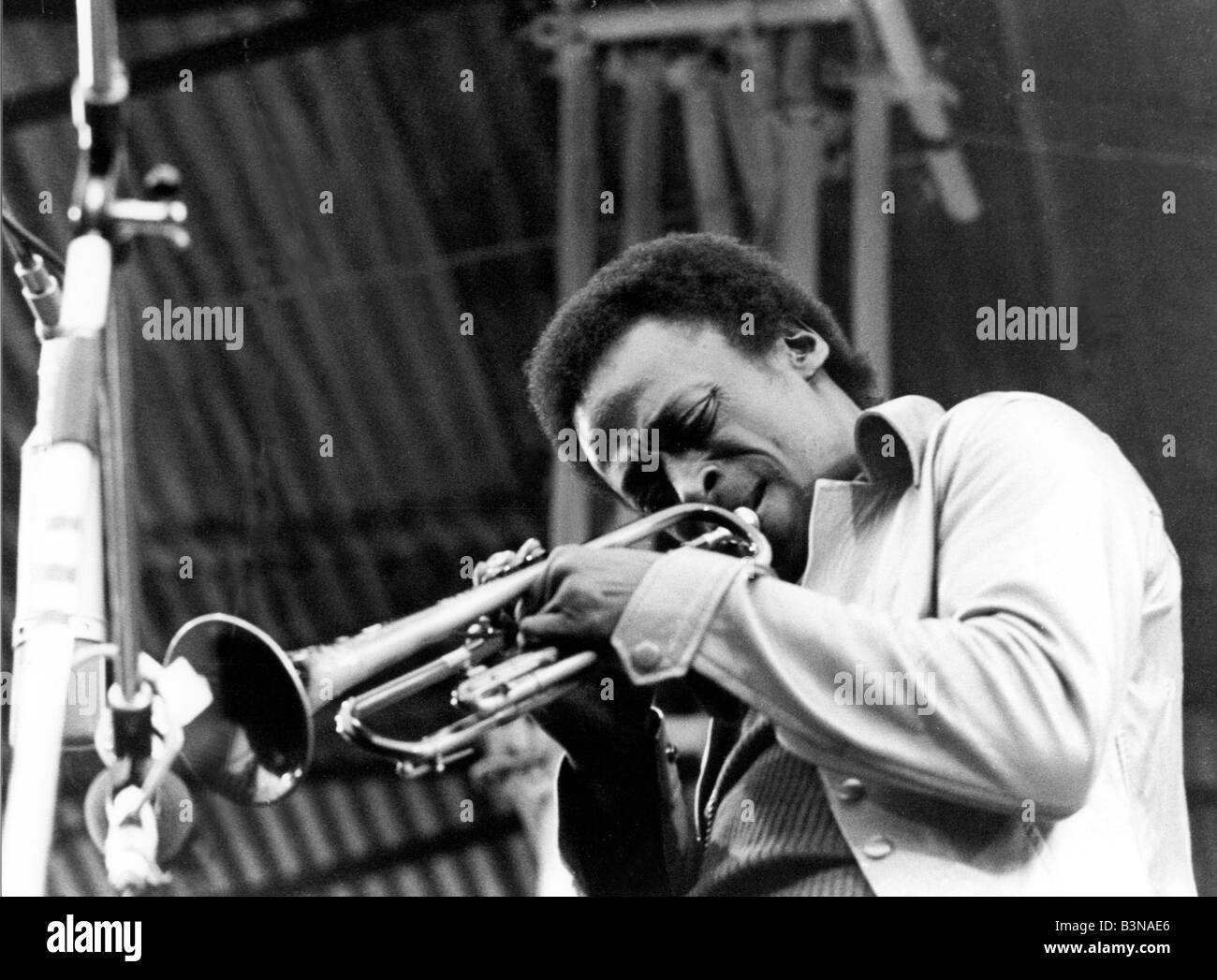 MILES DAVIS  US jazz musician at the 1970 Isle of Wight Festival in England. Photo Laurens van Houten Stock Photo