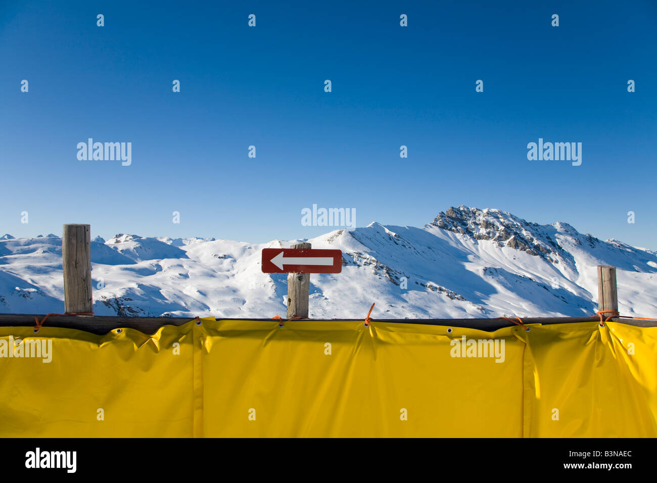 Switzerland, Graubuenden, Savognin, Direction sign in the Alps Stock Photo