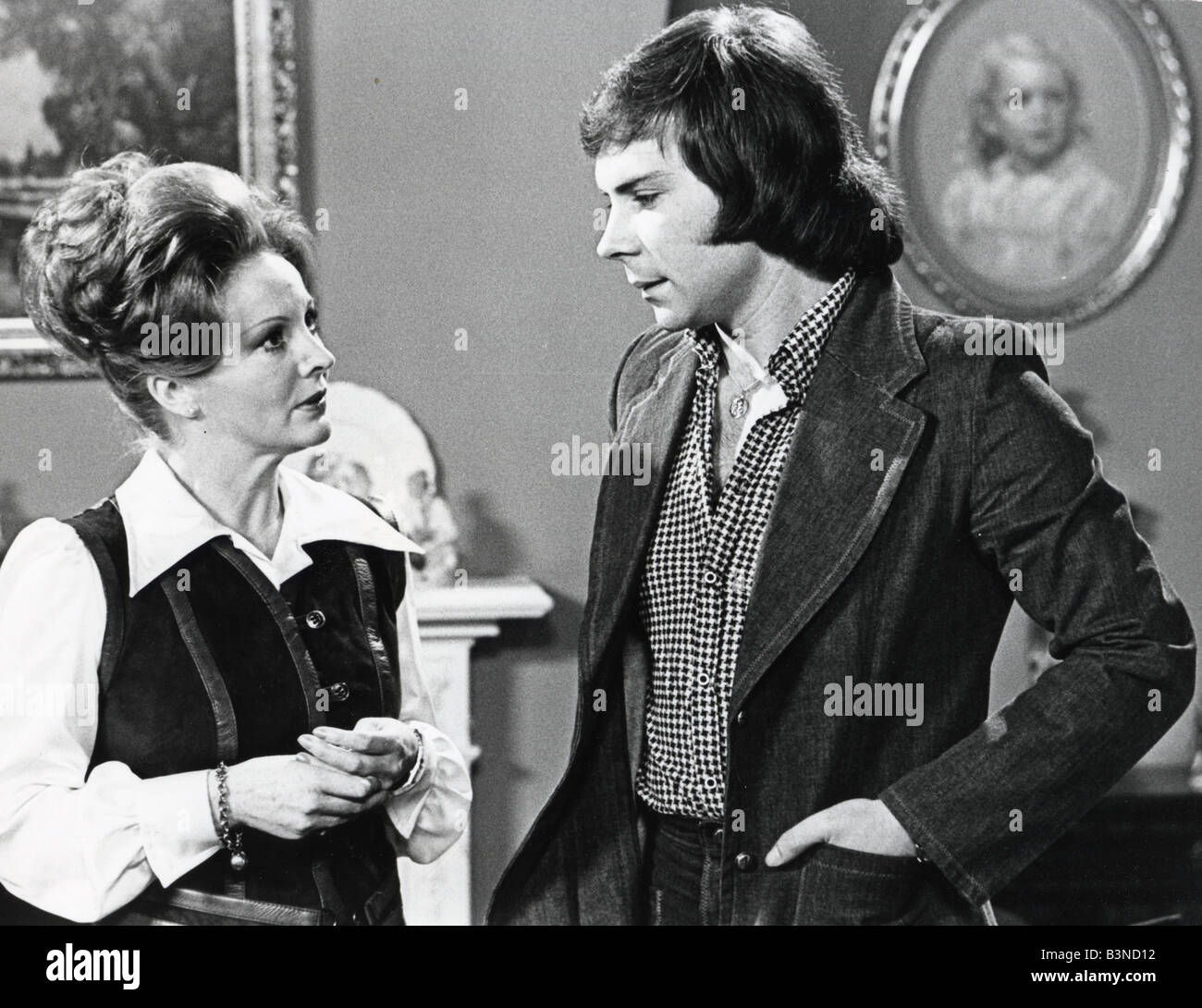CROSSROADS   ATV UK TV soap series 1964 to 1988 with Jean Bayless as Cynthia Cunningham and David Fennell as Brian Jarvis Stock Photo