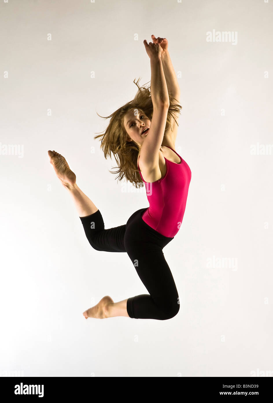 female contemporary dancer,professional,accomplished,posed,working,photoshoot,studio Stock Photo