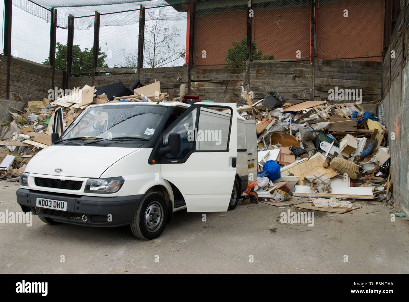 Van at waste disposal facility Wandsworth London Stock Photo Alamy