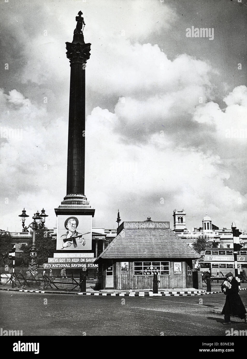 TRAFALGAR SQUARE London in 1942 with army recruiting poster Stock Photo