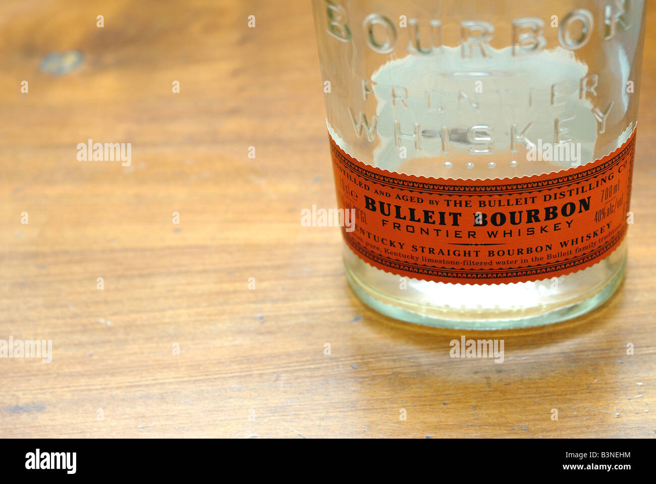 Empty Whisky Bourbon bottle Stock Photo