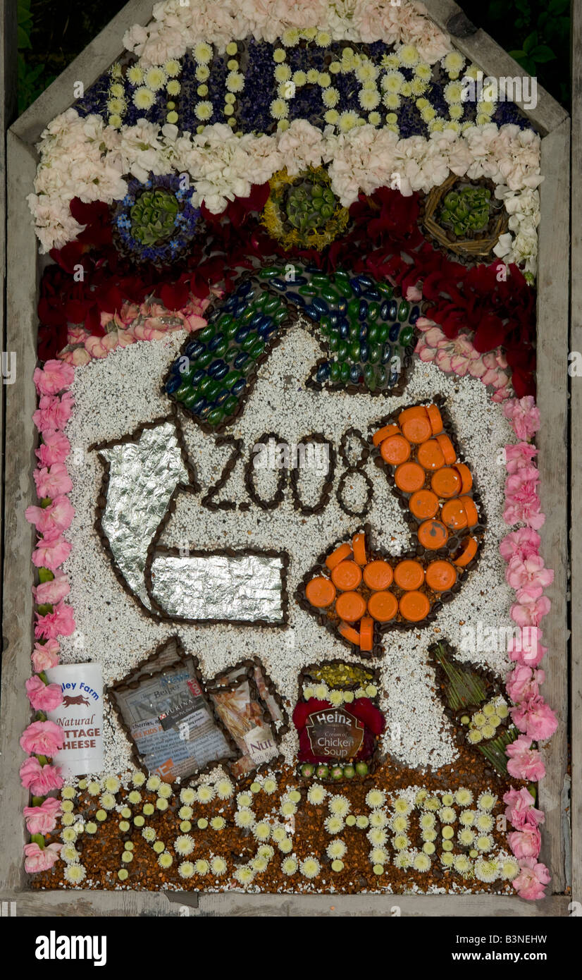 derbyshire traditional well dressing recycling waste management local craft Stock Photo Alamy