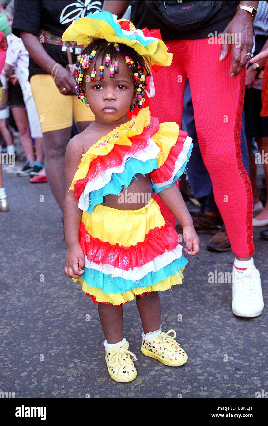 Child in costume at Notting hill carnival Stock Photo