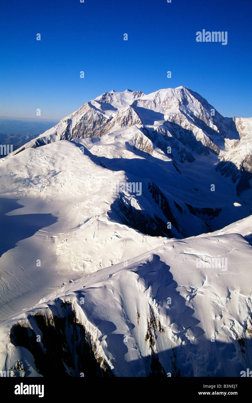 Aerial view of Mt. McKinley (Denali), the highest point in North America (20,320'), Alaska, USA Stock Photo