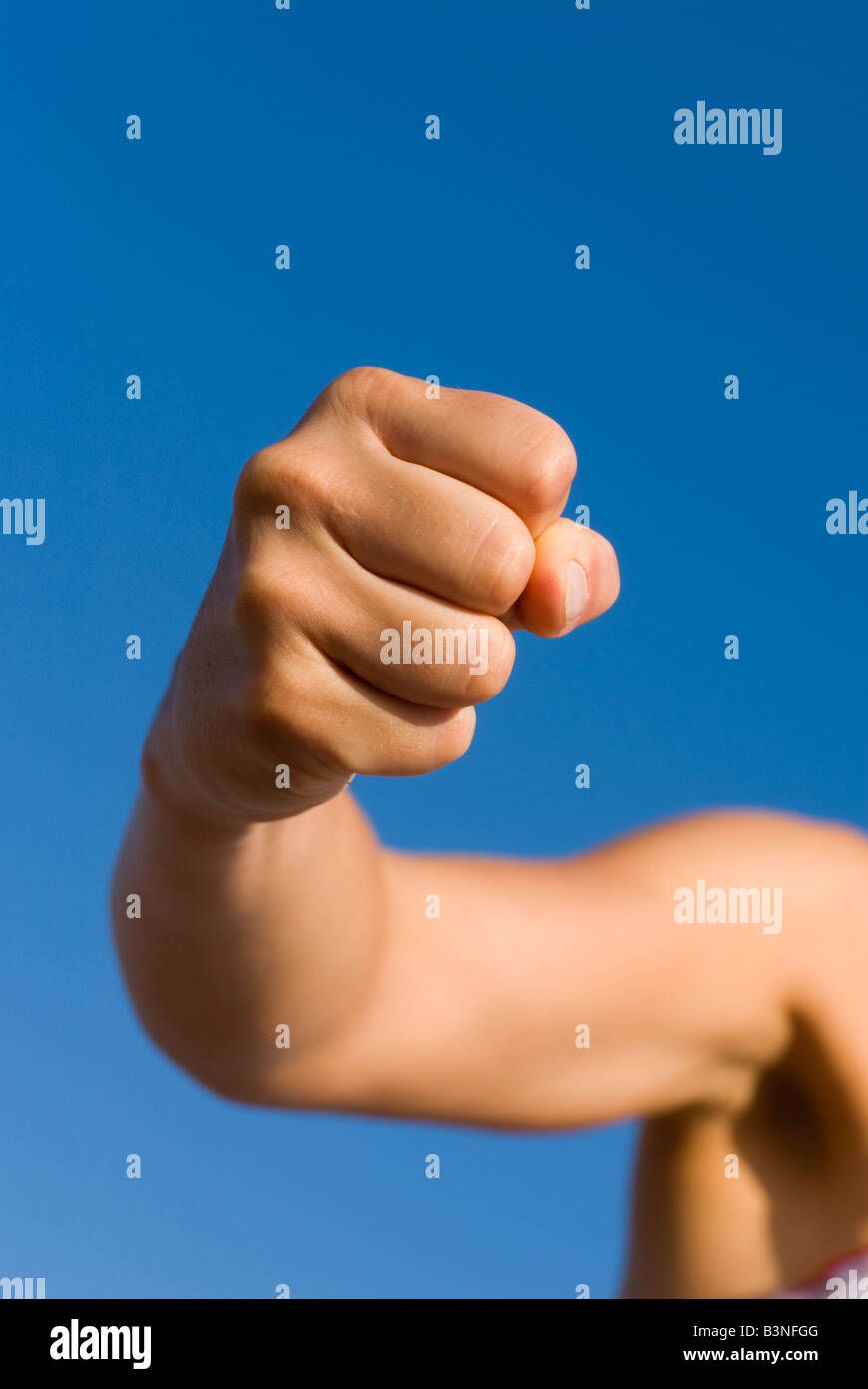 Model Released Detail of female forming a clenched fist Stock Photo Alamy