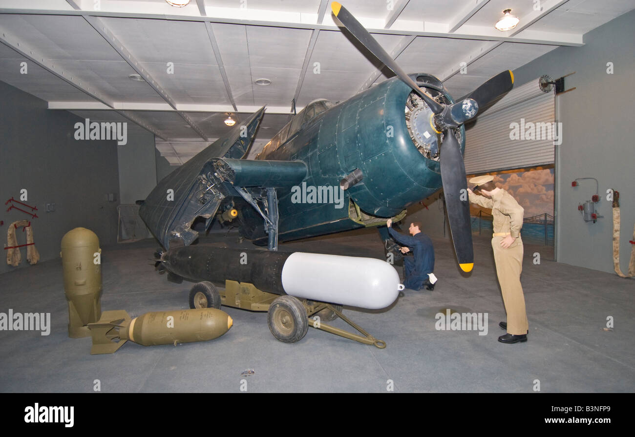 Texas Hill Country Fredericksburg National Museum of the Pacific War exhibit depicting World War Two TBM Avenger torpedo bomber Stock Photo