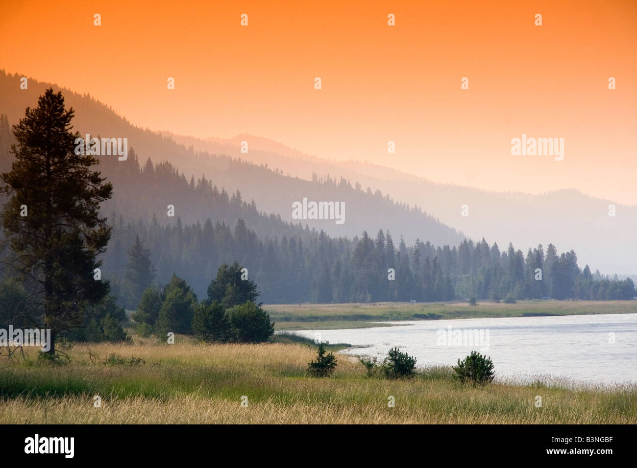 Sunset at Lake Cascade in Valley County Idaho Stock Photo