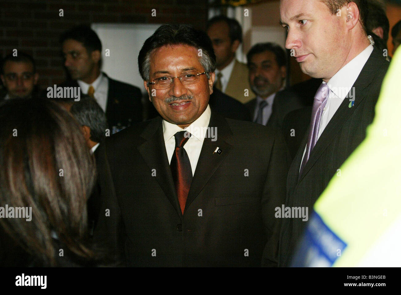 Pakistan President Musharraf leaves Manchester surrounded by tight security December 2004 Stock Photo