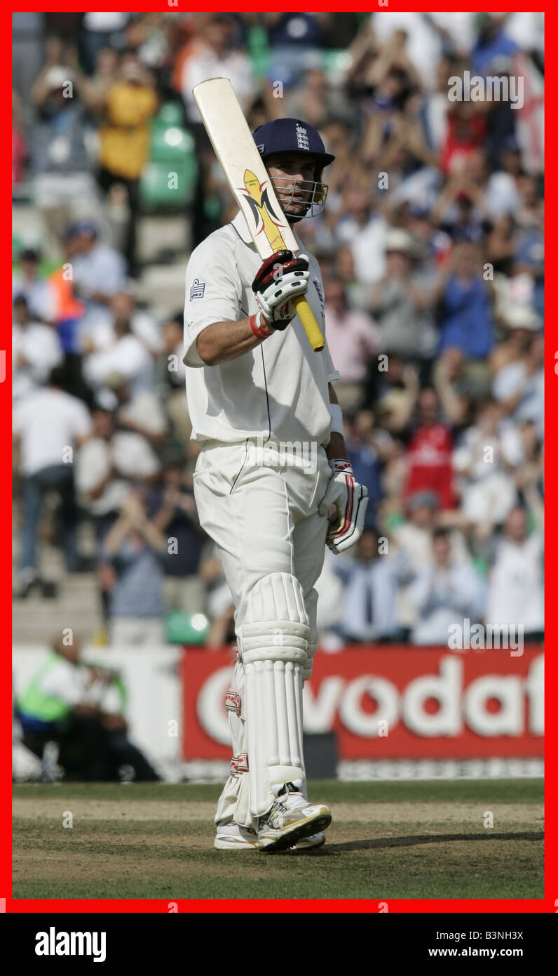 Kevin Pietersen 50 for England England V Australia 5th Ashes Test The Oval September 2005 England won the Ashes for the first time in 18 years making cricket history after securing a draw in the fifth test to win at the Oval Stock Photo