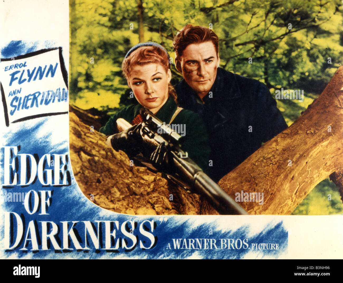 EDGE OF DARKNESS Poster for 1943 Warner film with Errol Flynn and Ann  Sheridan Stock Photo - Alamy