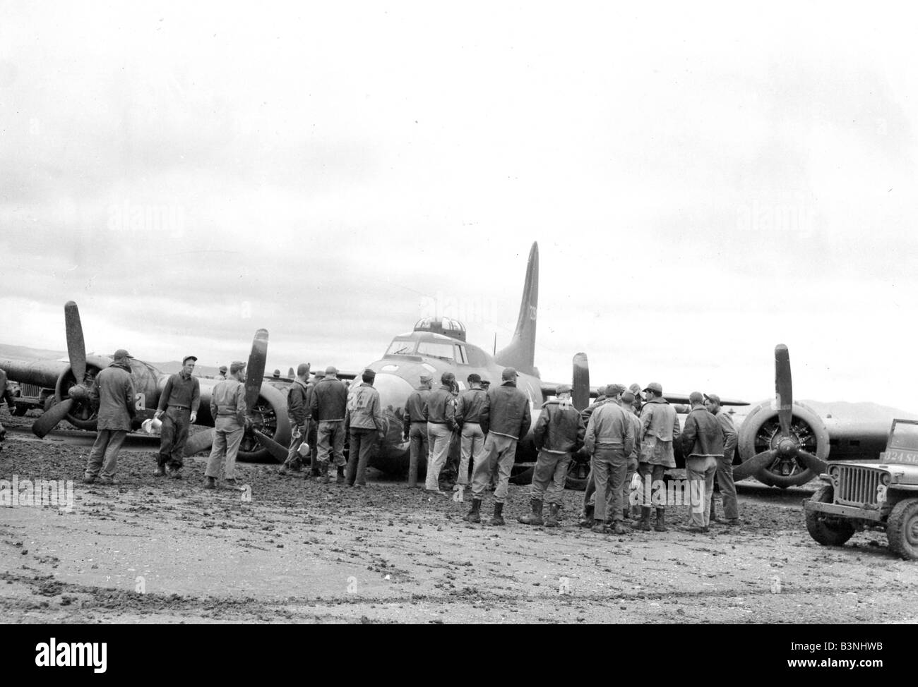 TUNISIA  crashed  B-17 at one of the USAAF airfields established after the 1942 landings of Operation Torch Stock Photo