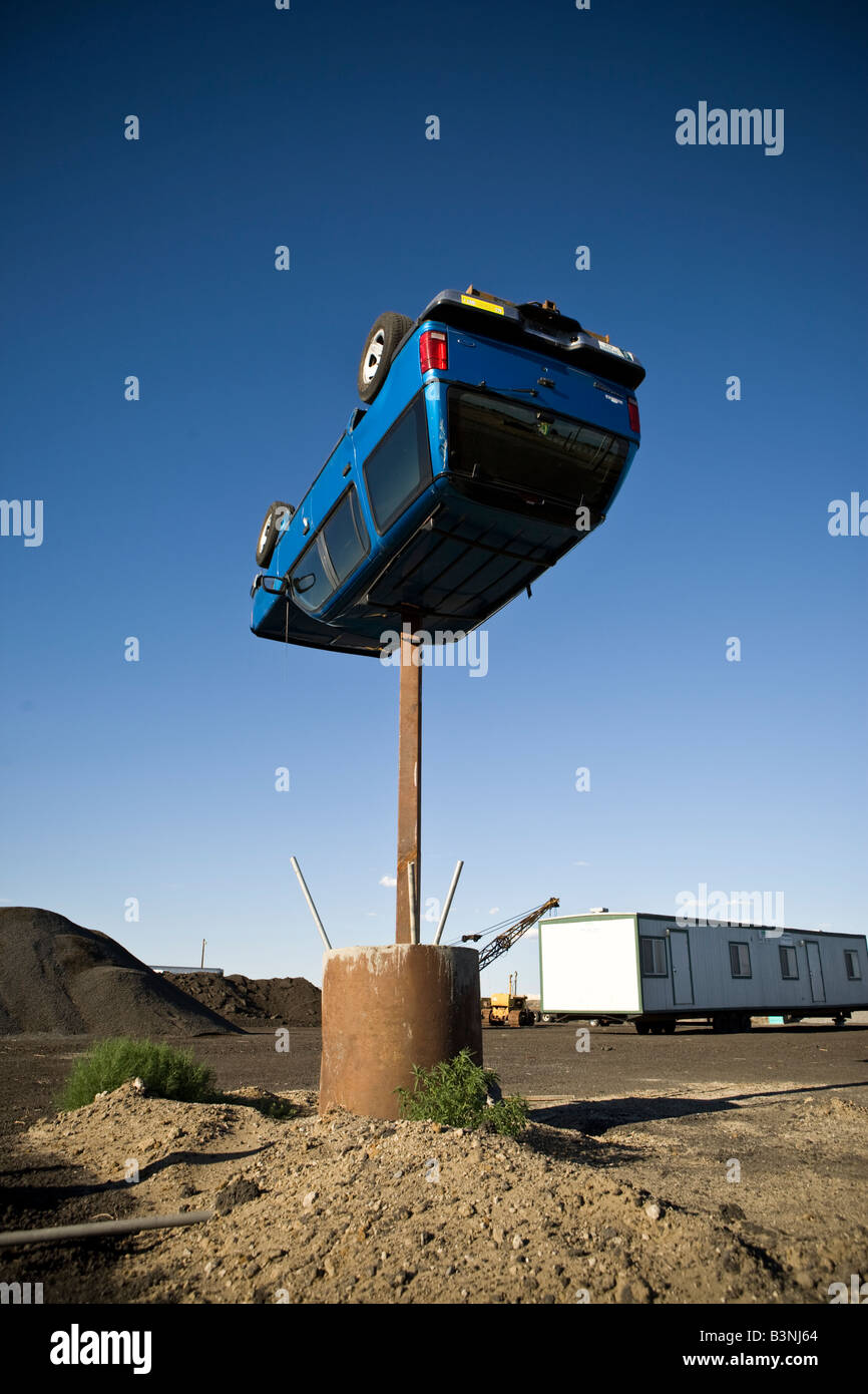 A Ford Explorer Suv Turned Upside Down Sits Atop A 15 Feet High Metal Column Stock Photo Alamy explorer ford suv on A Ford Explorer Suv Turned Upside Down Sits Atop A 15 Feet High Metal Column Stock Photo Alamy