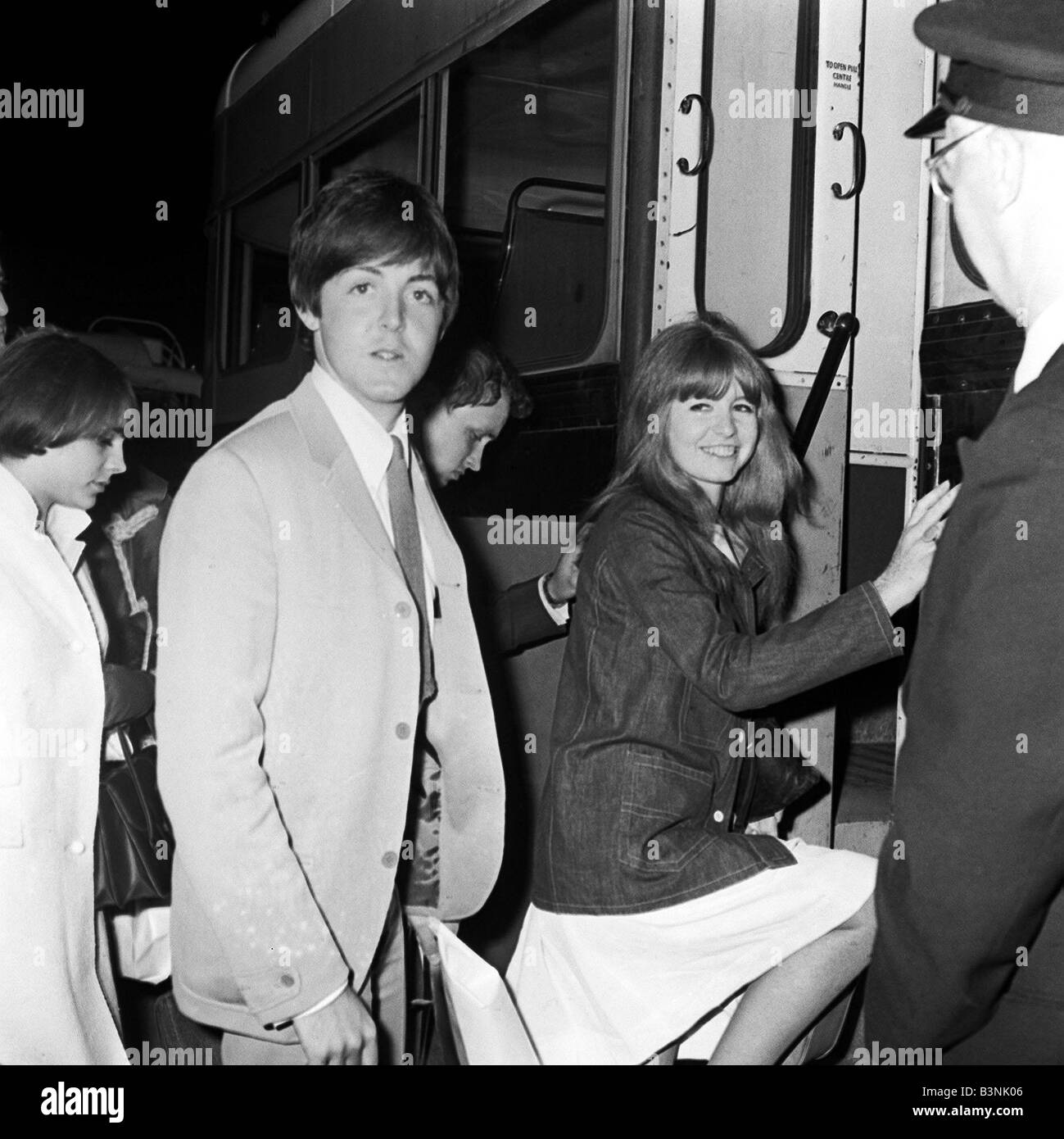 Beatles singer Paul McCartney singer with girlfriend Jane Asher getting ...