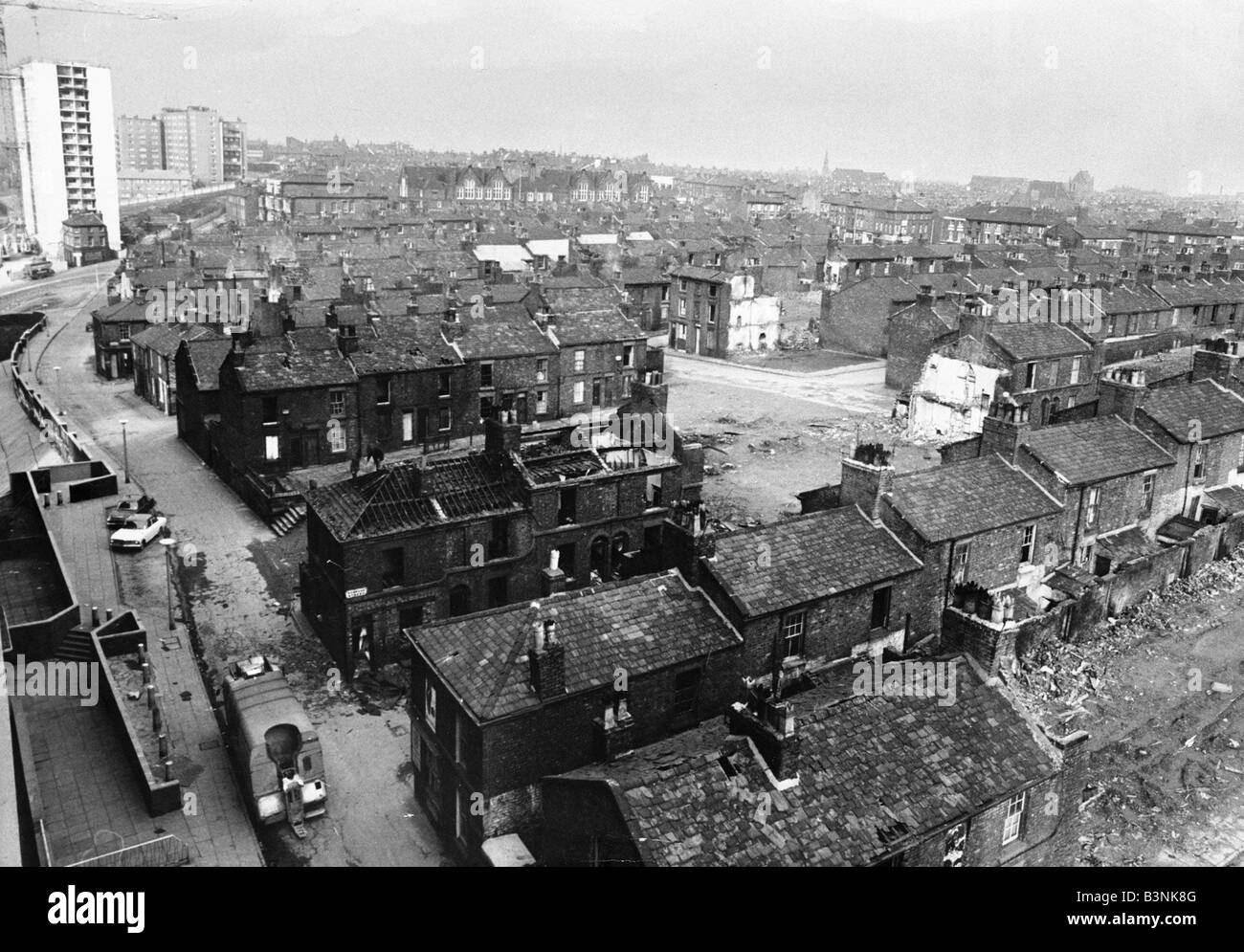 Demolition of the Sampson Street and Kapler Street area of Everton Re Development building flats March 1966 Stock Photo