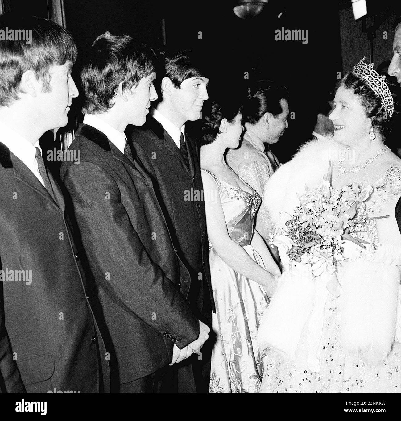 The Queen Mother meets the Beatles at the Royal Variery Show L R John ...