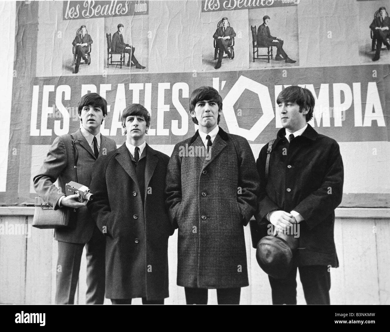 Beatles Files 1964 John Lennon Paul McCartney George Harrison and Ringo Starr at the Olympia in France 1964 Stock Photo