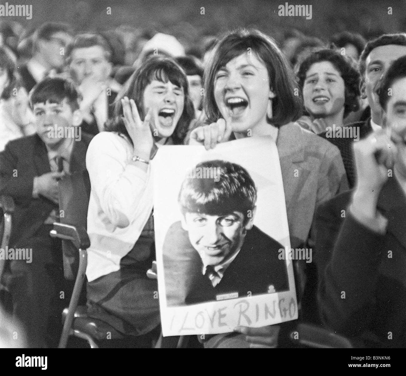 Beatles Files 1964 Fans of the beatles screaming during a concert for the NME poll winners all star party at the Empire pool Wembley on the 26 April 1964 Stock Photo