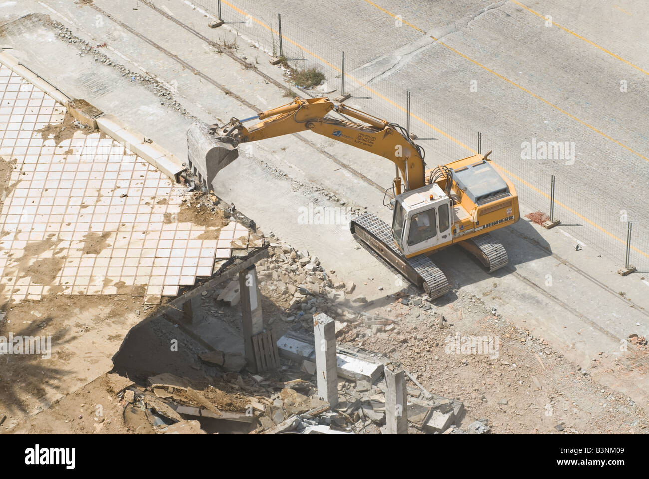crawler excavator on demolition job Stock Photo