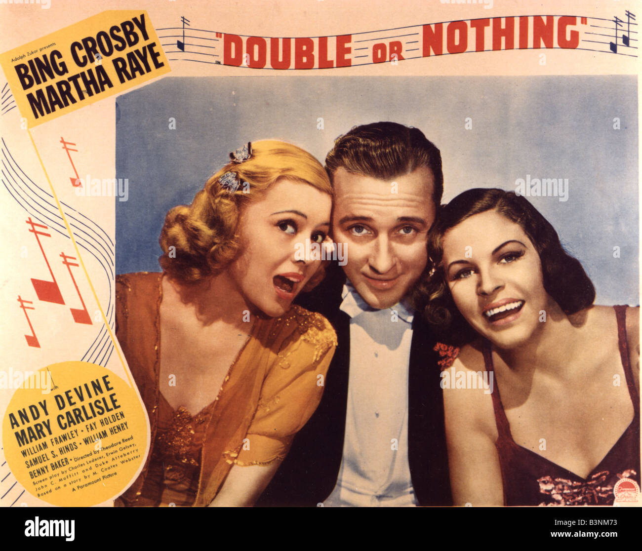 DOUBLE OR NOTHING 1937 Paramount film with from left Mary Carlisle, Bing Crosby and Martha Raye Stock Photo