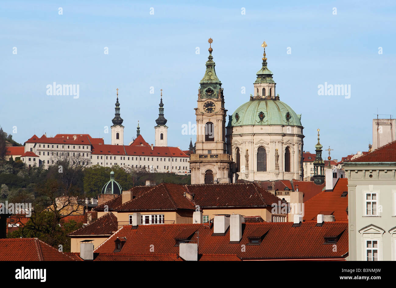 St Nikolas church - one of the most important buildings of baroque Prague with a dominant dome and belfry Stock Photo