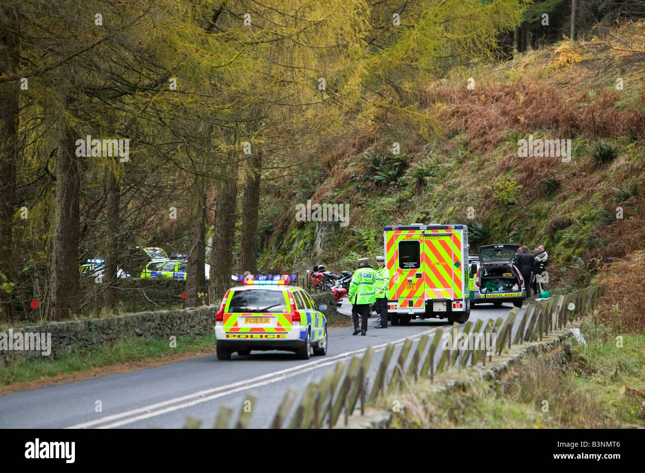 A road traffic accident on the A591 at thirlmere Cumbria UK Stock Photo