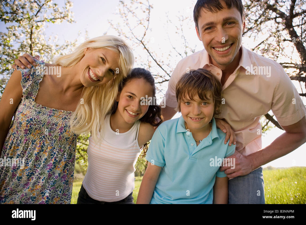 Germany, Baden Württemberg, Tübingen, Family portrait, smiling, close-up Stock Photo