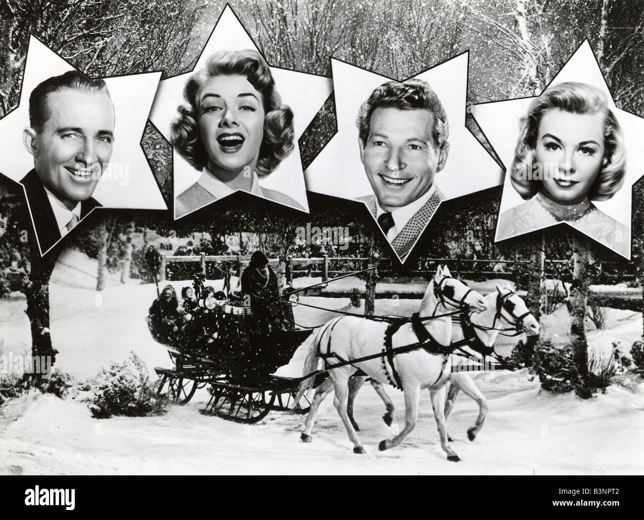 WHITE CHRISTMAS 1954 Paramount film with from left Bing Crosby, Rosemary Clooney, Danny Kaye and Vera Ellen Stock Photo