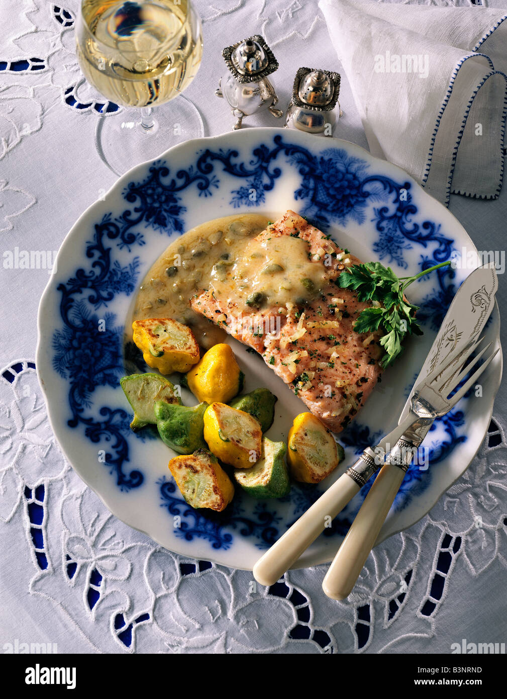 Baked salmon editorial food Stock Photo - Alamy