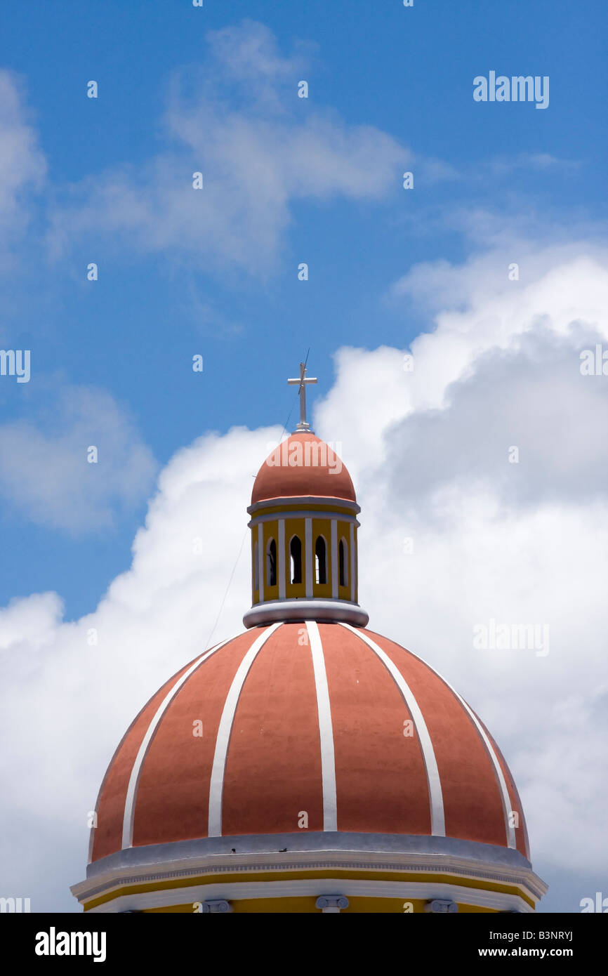 The dome and cupola of the cathedral of Granada, Nicaragua, topped with a crucifix Stock Photo