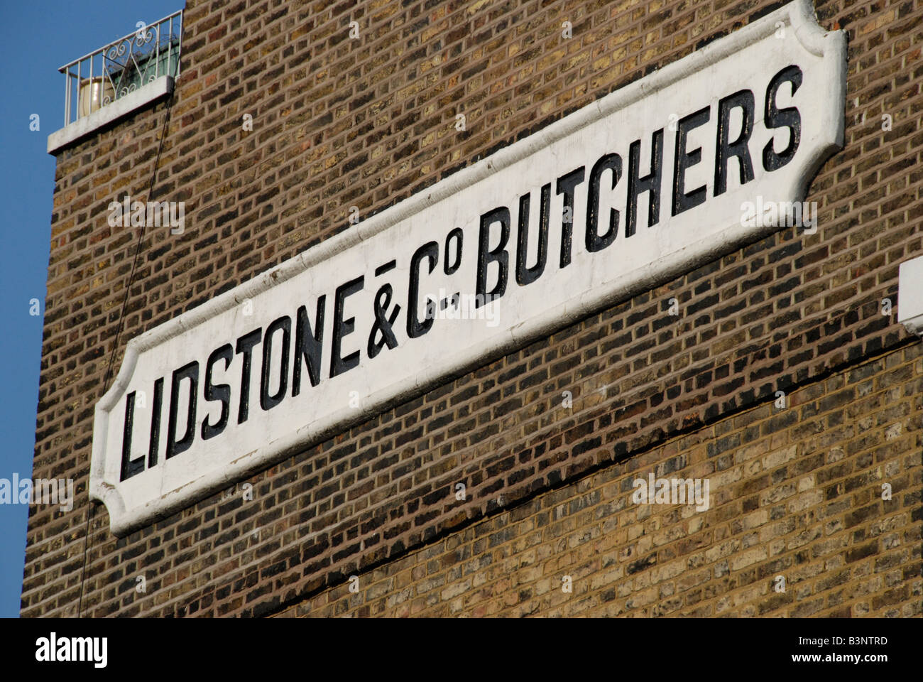 Lidstone and Co Butchers sign on side of building South Kensington London England Stock Photo